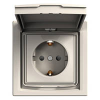 Розетка вологозахищена з заземленням IP44 кремова Schneider electric Asfora EPH3100323
