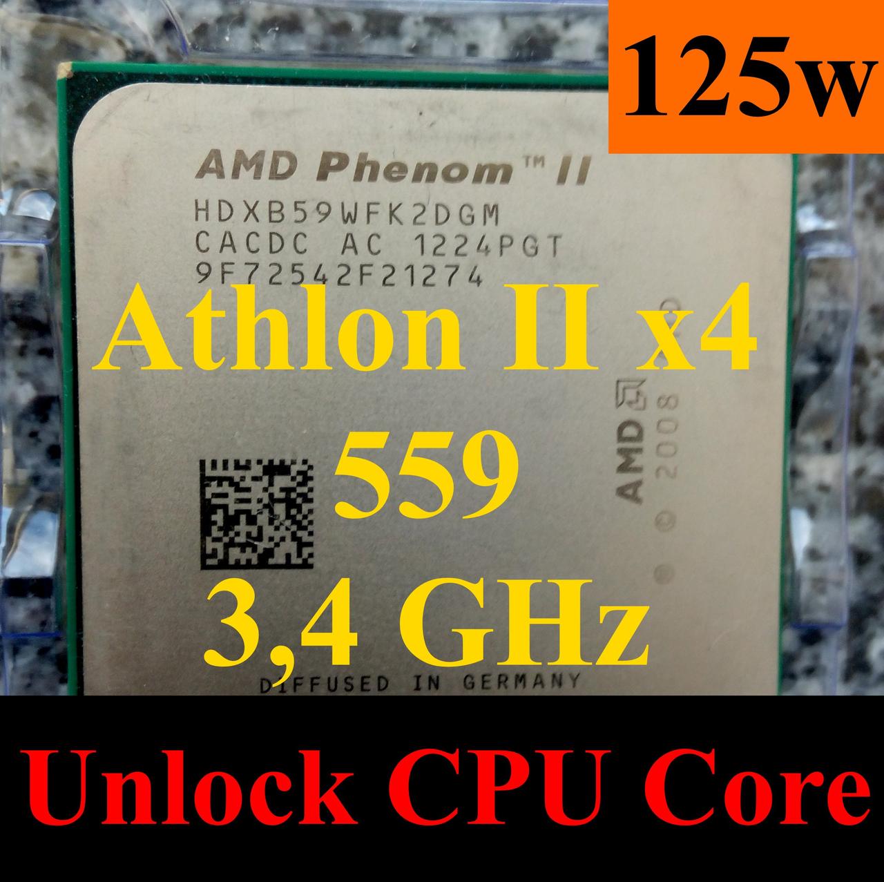 Процессоры (б/у) AMD Athlon II X4 559 (Phenom II X4 965), 3,4ГГц, sAM3, Tray 955 945 - фото 1 - id-p378717120