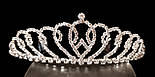 Діадема корона на металевому обручі з гребінцями, 4 см срібляста, фото 2