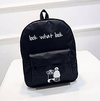Черный молодежный, спортивный женский рюкзак Look what look на каждый день (35.5*28*11 см)