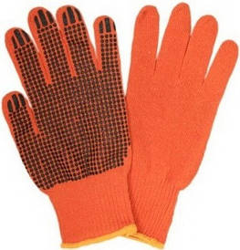 Рукавички помаранчеві з ПВХ крапкою