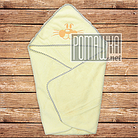 Дитячий махровий рушник куточок з капюшоном куточком для купання новонароджених 80х78 см 4556 Лимонний