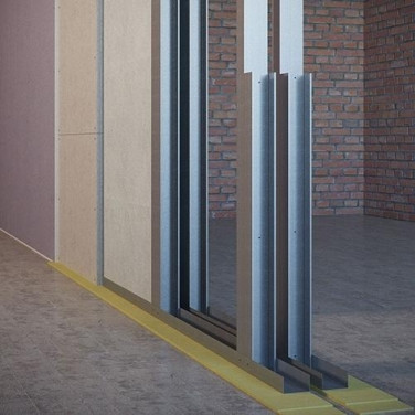 Звукоізоляційна каркасна перегородка на подвійному каркасі 2х50 мм