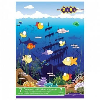 Набір кольорового самоклеючого паперу А4, металік, 7 аркушів, Zibi ZB.1948