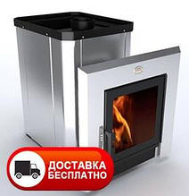 Дров'яна піч в баню Панорама Новаслав ПКС-02,04 (18,26 м³) кожух з нержавіючої сталі