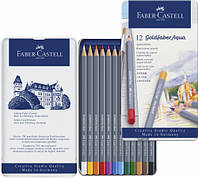 Набор акварельных карандашей Faber Castell 12 цветов GOLDFABER в металлической коробке (114612)