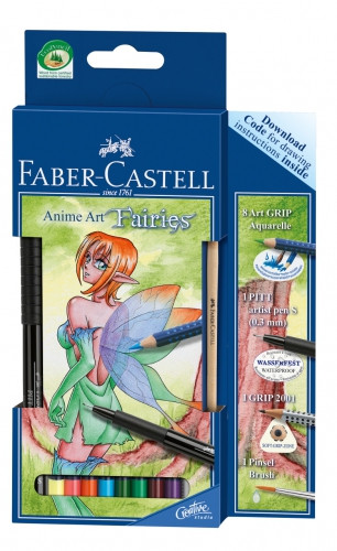 Набор акварельных карандашей Faber Castell 8 цветов + 3ШТ ART GRIP "СКАЗКА" в картонной коробке - фото 1 - id-p842498290