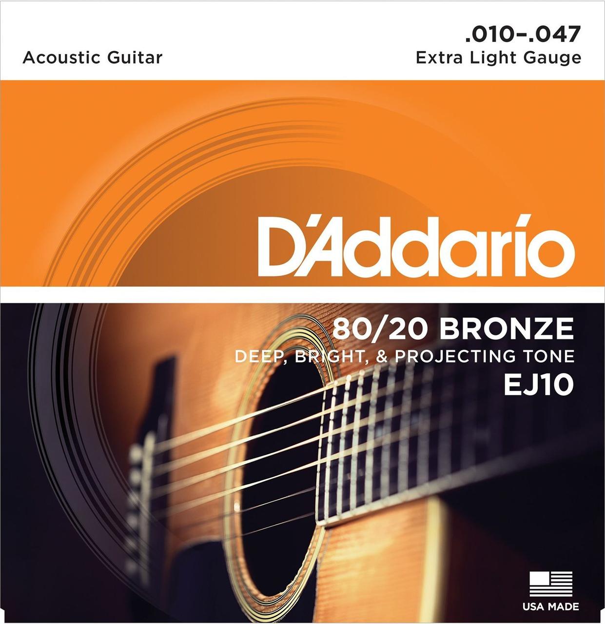 Струни для акустичної гітари D*ADDARIO EJ-10 (10-47) bronze