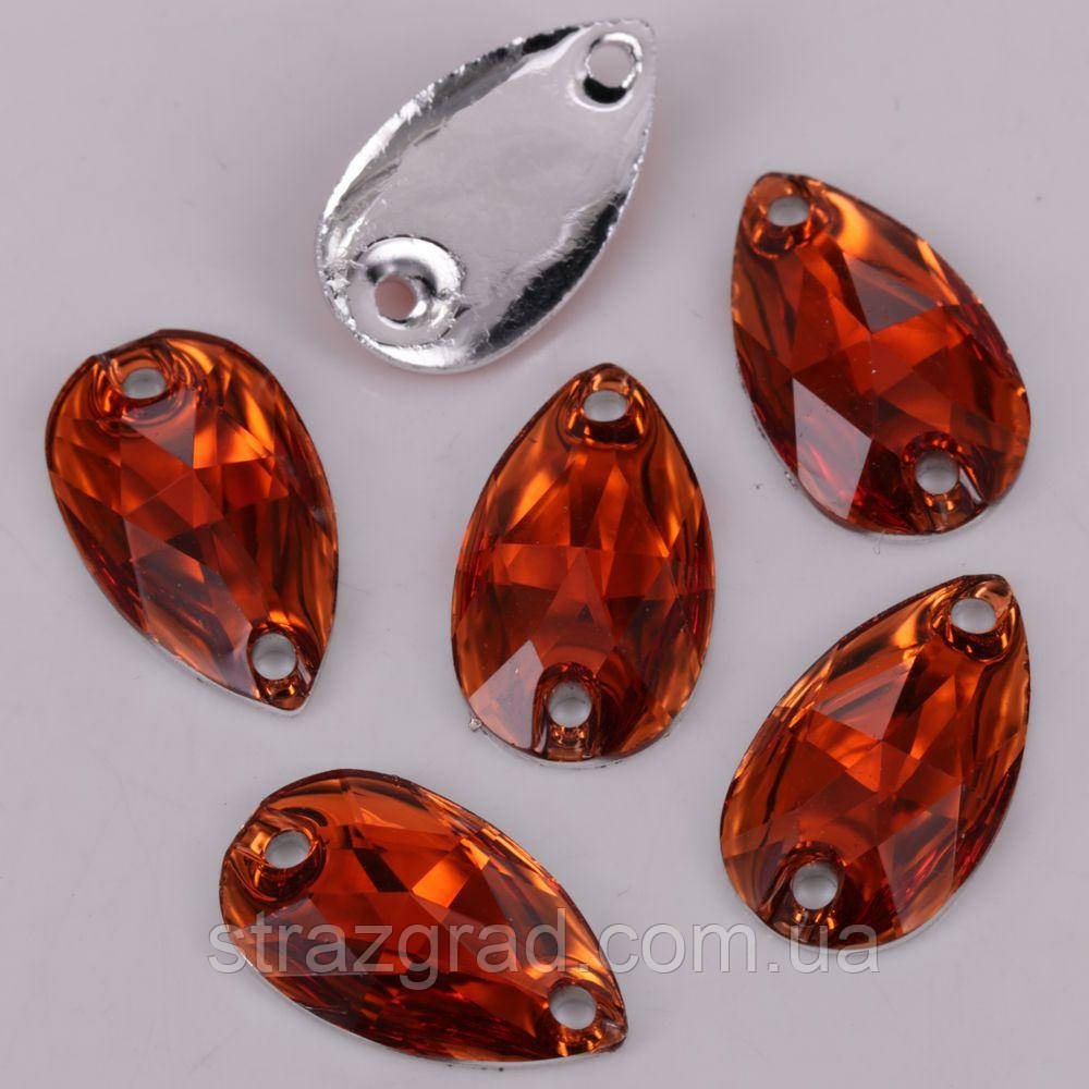 17х28мм. Краплі пришивні С/С. Smoked Topaz