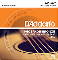 Струны для акустической гитары D*ADDARIO EJ-15 (010-047) фосфористая бронза