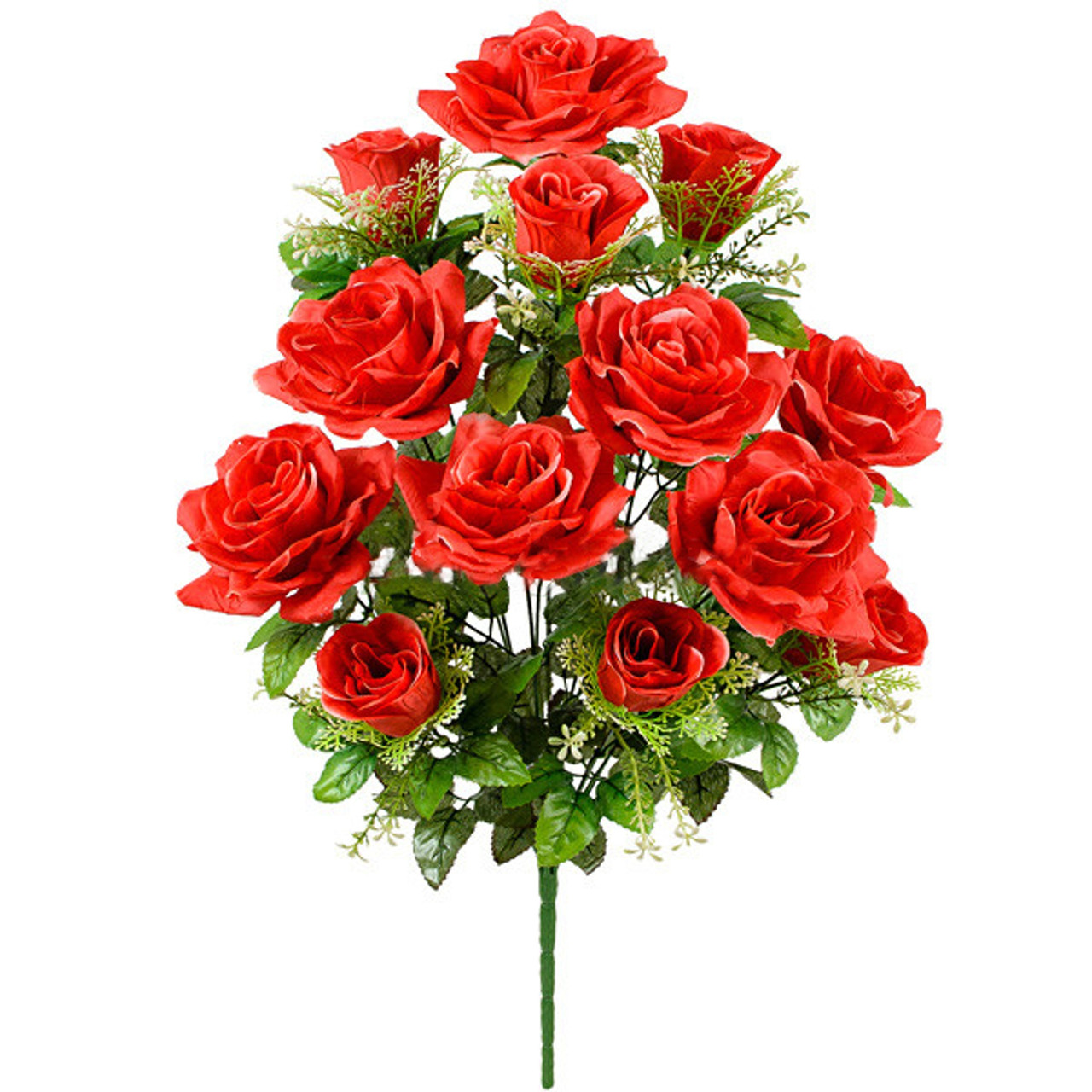 Букет троянд і бутонів в розетці, 59см (10 шт в уп)