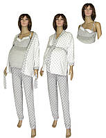 NEW! Теплые комплекты - пижама с халатом - для беременных и кормящих мам Klipsa Soft Grey&Milk ТМ УКРТРИКОТАЖ!