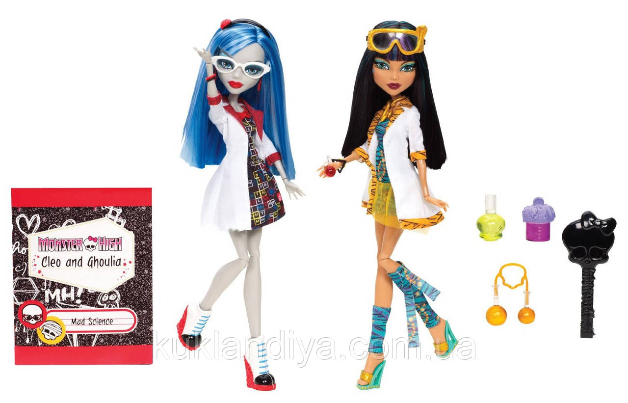 Набір Monster High Божевільна Наука Клео де Ніл і Гулія Єлпс — Mad Science Cleo De Nile & Ghoulia Yelps