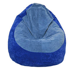 Бескаркасное кресло мешок Флок PufOn, L, Синий, Голубой