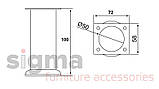 Ніжка меблева нерегульована Sigma D-50 чорна T-100 (MZ-1410), фото 2
