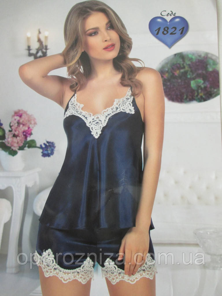 Атласні піжами з гіпюром., фото 1