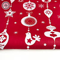 Польська бавовняна тканина "іграшки білі на червоному", фото 3