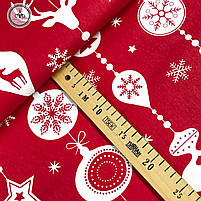 Польська бавовняна тканина "іграшки білі на червоному", фото 2