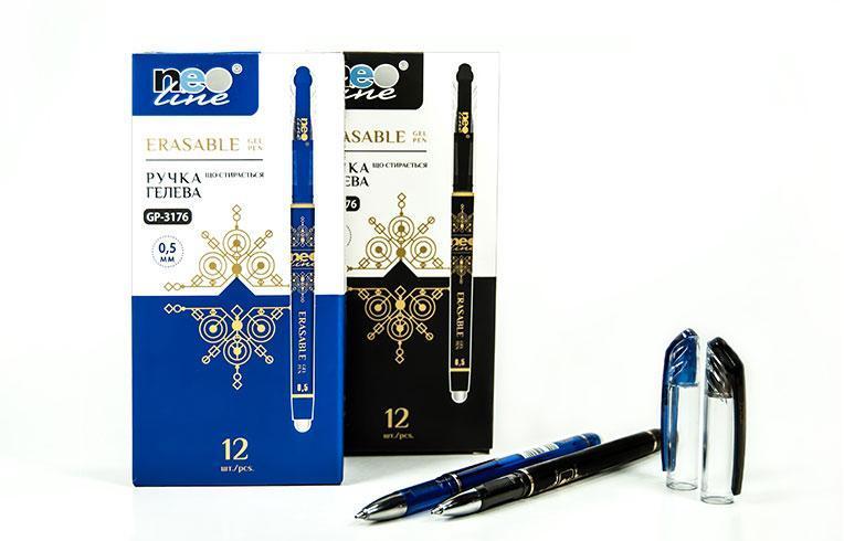 Ручка «пише-стирає» гелева синя з гумкою Neoline GP-3176
