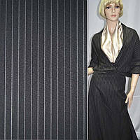 Ткань костюмная черная в узкую светлую полоску ш.155 (11953.001)