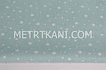 Тканина для постільної білизни з ранфорс Туреччина 240 см "Зорепад" білий на м'ятному № G-1897/1, фото 5