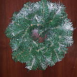 Новорічний листяний вінок зелений 40 см Новорічні вінки Вінок штучна ялинка лита зелена 40 см, фото 2