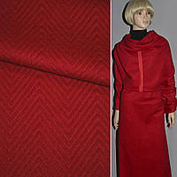 Пальтовая ткань с ворсом стриженым елочка крупная красная, ш.150 (13007.004)