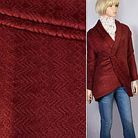 Пальтовая ткань с ворсом стриженым елочка зигзаг бордовая, ш.150 (13015.022)