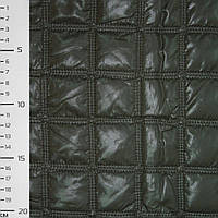 Ткань плащевая стеганая блестящая квадраты 4,5 см зеленая темная, ш.145 (13601.001)