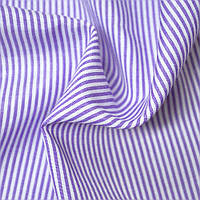Тканина сорочкова в бузково-білу смужку ш.140