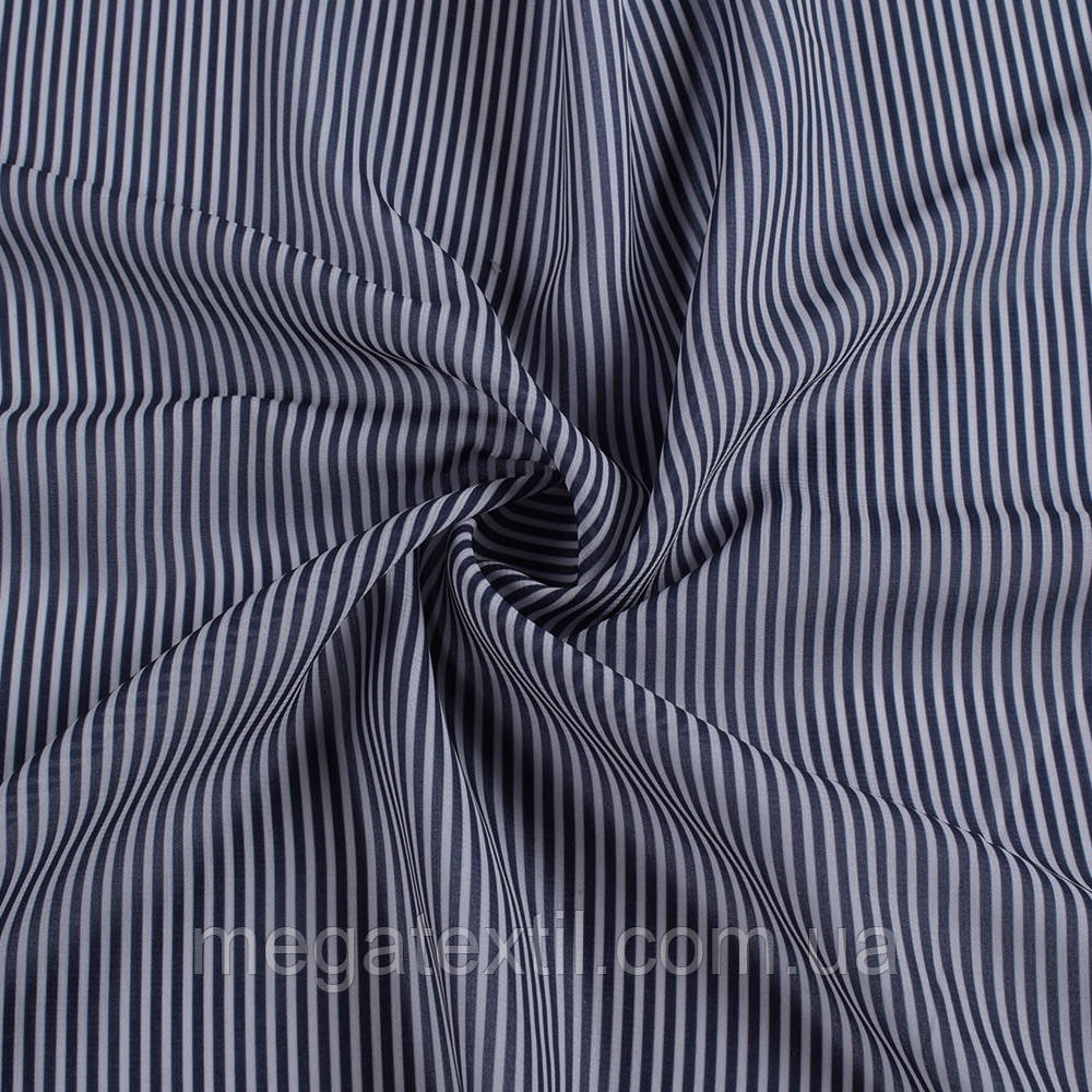 Тканина сорочкова в синьо-сіру смужку 2мм, ш.150