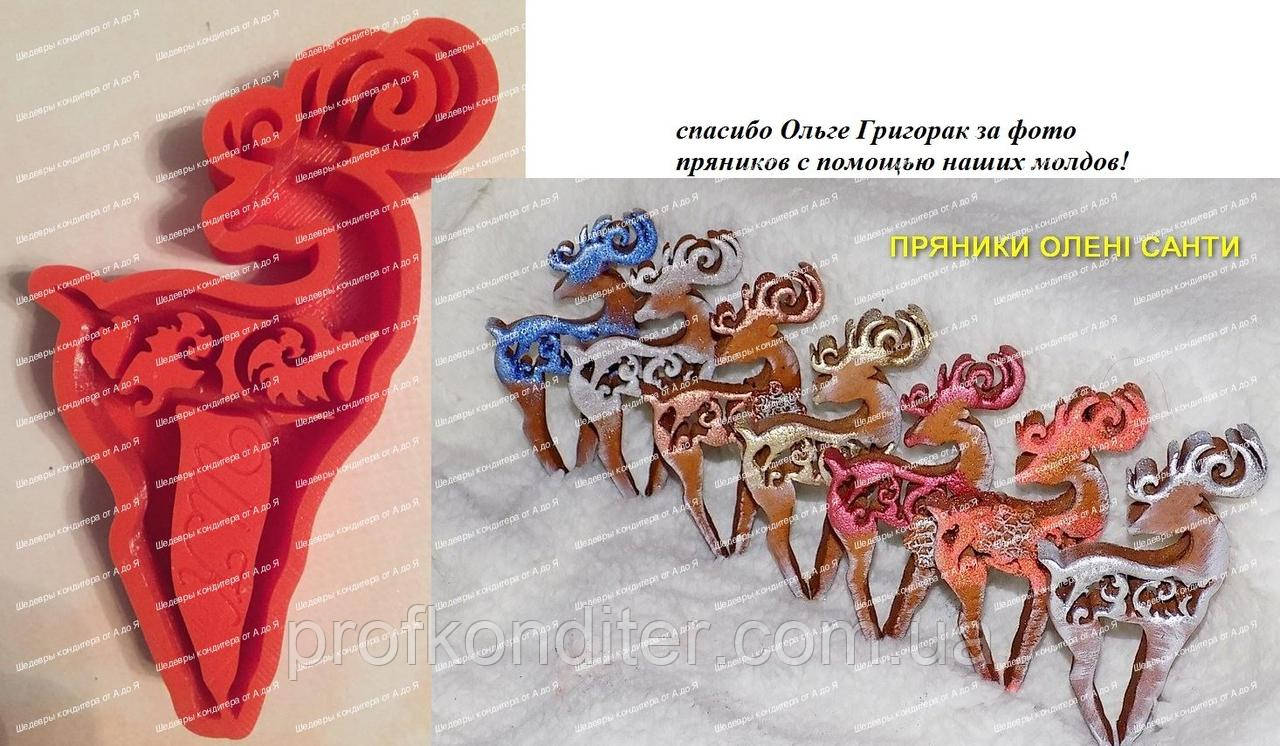 ЕКСКЛЮЗИВ! Силіконовий молд для випічки пряника, шоколаду Олень візерунковий 11 см, фото 1