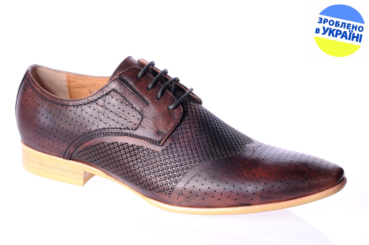 Чоловічі класичні туфлі intershoes 13l257 коричневі літні