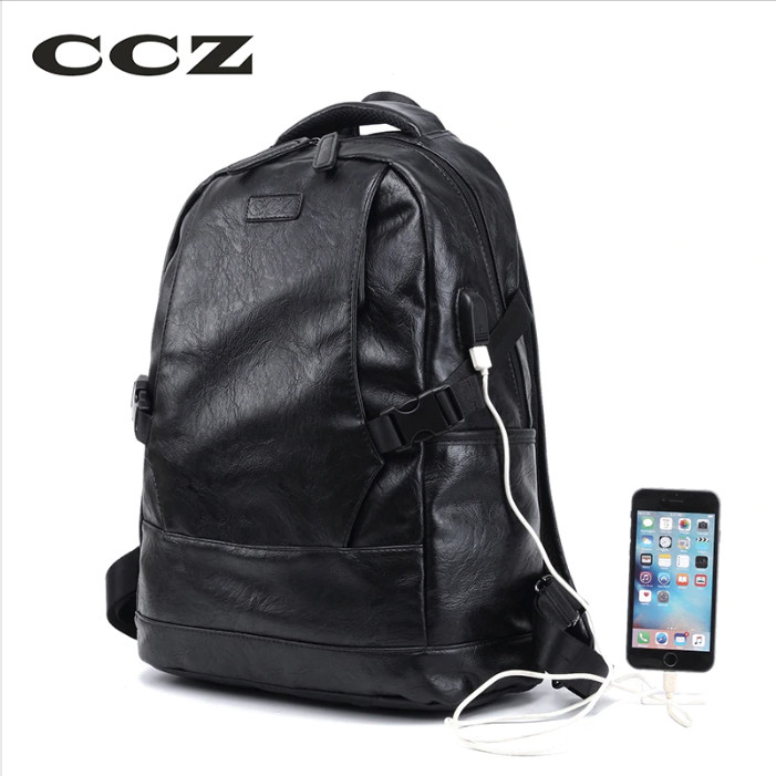 Рюкзак чоловічий міській з екошкіри CCZ (чорний), фото 1