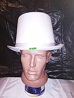 Карнавальная мужская шляпа белая Цилиндр Чёрный цилиндр тоже есть