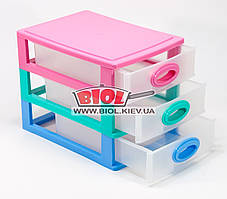 Комод мініпластиковий на 3 ящики 26,5х18,7х20 см (колір — різнобарвний) Консенсус