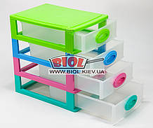 Комод мініпластиковий на 4 ящики 26,5х18,7х27 см (колір — різнобарвний) Консенсус