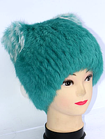 Модна жіноча молодіжна шапка з хутра кролика "Вушка"