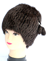 Женская шапка кубанка из натурального меха темно-коричневая