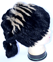 Женская теплая шапка кубанка из натурального меха кролика