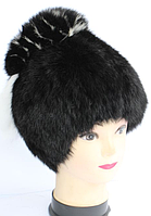Женская шапка из меха кролика черного окраса