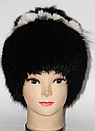 Жіноча стильна хутряна шапка чорно-біле забарвлення, фото 2