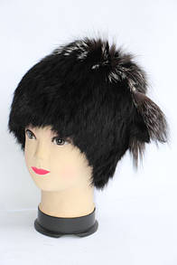 Натуральна шапка жіноча з хутра кролика і чорнобурки