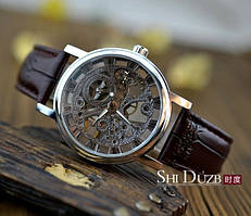 Механічні чоловічі годинник Winner Skeleton Срібний