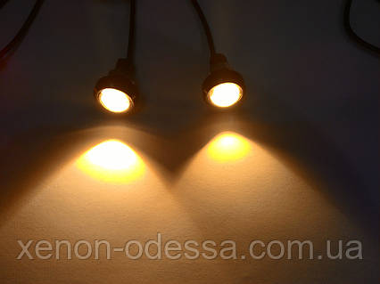 Яскраві DRL лінзи "Орлине око" COB LED EAGLE EYE 23 мм 3 W (Жовтий), фото 1