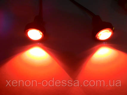Яскраві DRL лінзи "Орлине око" COB LED EAGLE EYE 23 мм 3 W (Червоний), фото 2