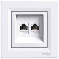 Розетка компьютерная RJ45 cat5e UTP двойная Schneider Electric Asfora Белый EPH4400121