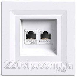 Розетка комп'ютерна RJ45 cat6 UTP подвійна Schneider Electric Asfora Білий EPH4800121