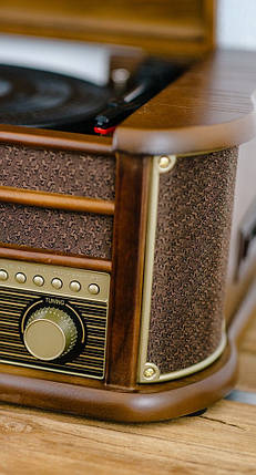 Ретро грамофон вініловий з CD USB RADIO FM AM + касети, фото 2