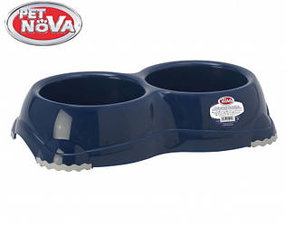 Подвійна пластикова миска для собак Pet Nova 2х330 мл Синя